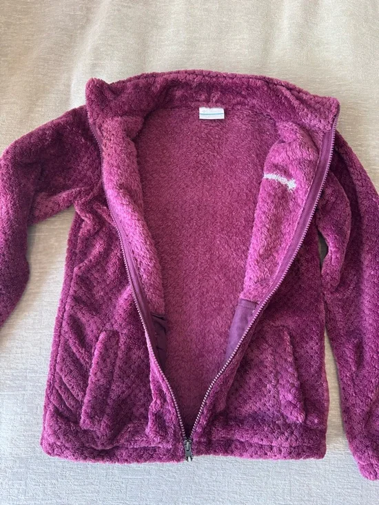 Columbia Kids Fleece Jacket Youth Medium 10-12 Pink Full Zip Sherpa Cozy Soft - Picture 6 of 9